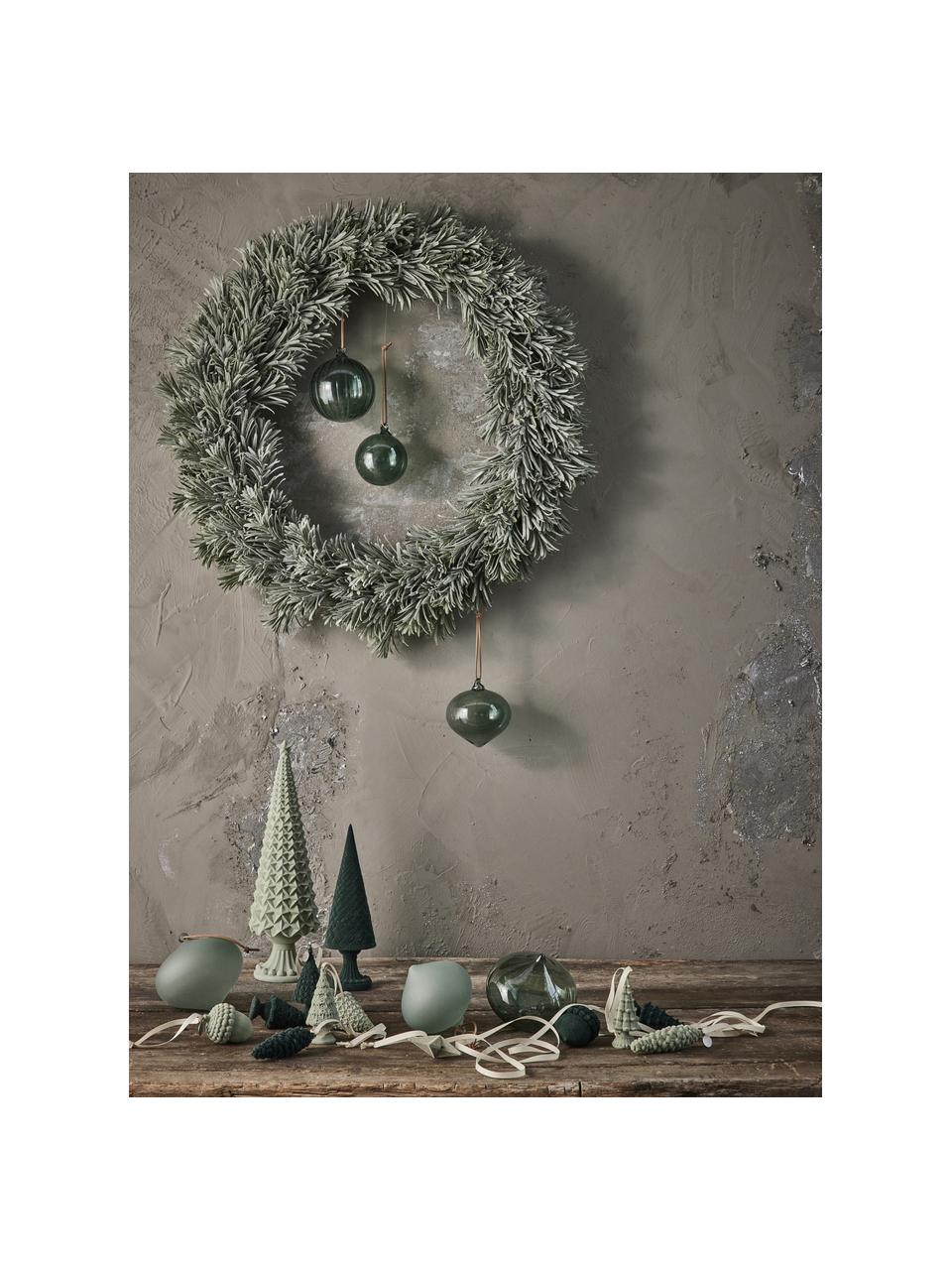 Palline di Natale in vetro soffiato Clarisse 6 pz, Vetro soffiato, Verde turchese, trasparente, Diametro 10 cm