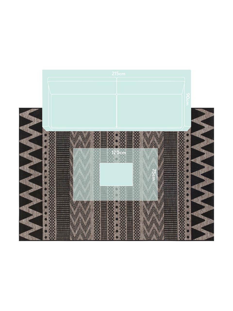 In- & Outdoor-Teppich Sidon mit grafischem Muster, 100% Polypropylen, Beige, Schwarz, B 200 x L 290 cm (Größe L)