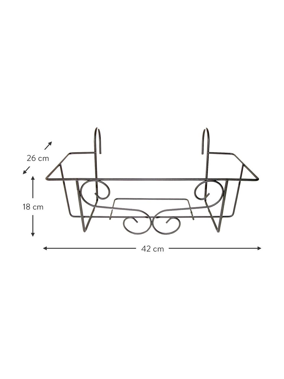 Soporte macetero balcón Marco, Metal, Negro, An 42 x Al 18 cm