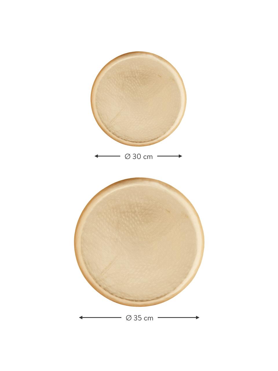 Deko-Tablett-Set Orient mit Hammerschlag-Optik, 2-tlg., Stahl, beschichtet, Messingfarben, Set mit verschiedenen Größen