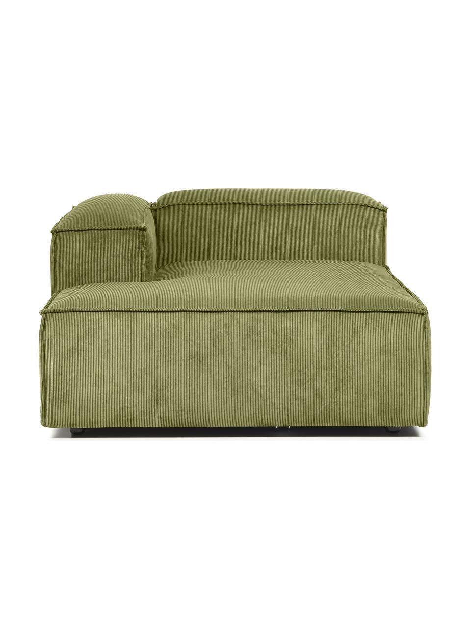 Pohovkový rohový modul z manšestru Lennon, Zelená, Š 119 cm, H 180 cm, levé rohové provedení