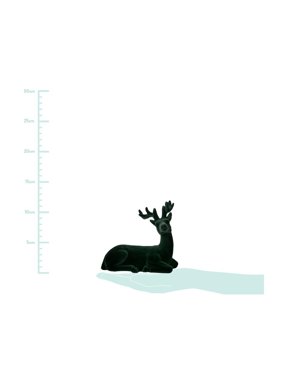 Deko-Objekte-Set Deer, 2-tlg., Samt, Grün, 12 x 12 cm