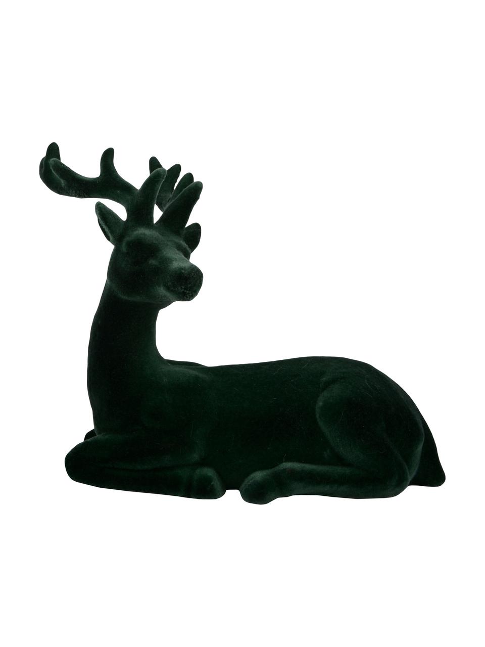 Decoratieve objectenset Deer, 2-delig, Fluweel, Donkergroen, 12 x 12 cm
