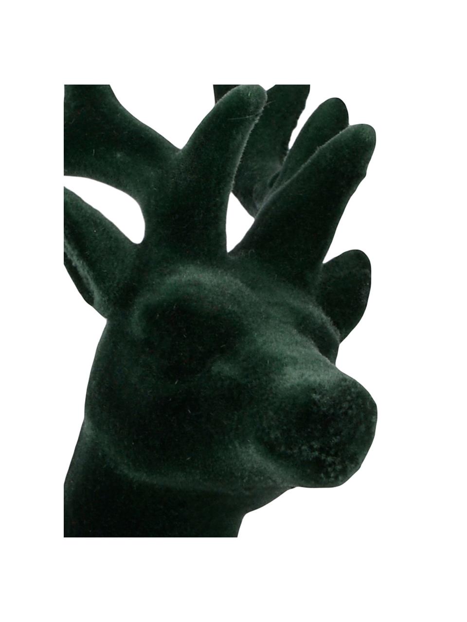 Set 2 oggetti decorativi Deer, Velluto, Verde, Larg. 12 x Alt. 12 cm