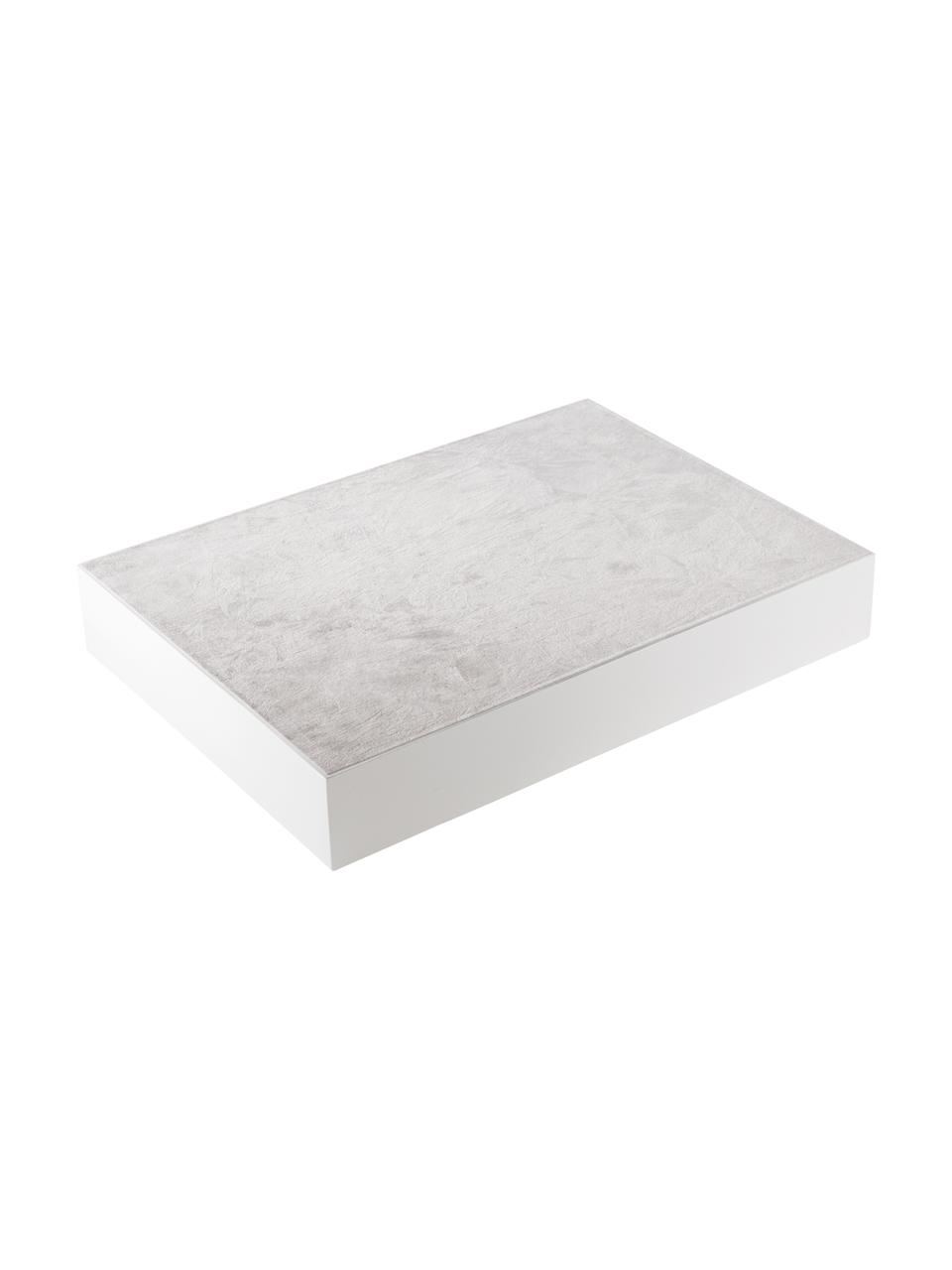 Hochglanz-Tablett Hayley in Weiß, Tablett: Mitteldichte Holzfaserpla, Unterseite: Samtbezug, Weiß, L 50 cm