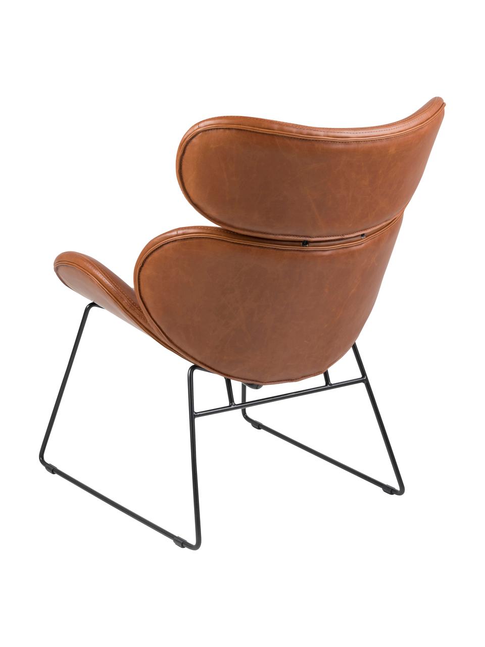 Fauteuil lounge en cuir synthétique Cazar, Cognac, noir, larg. 69 x prof. 79 cm