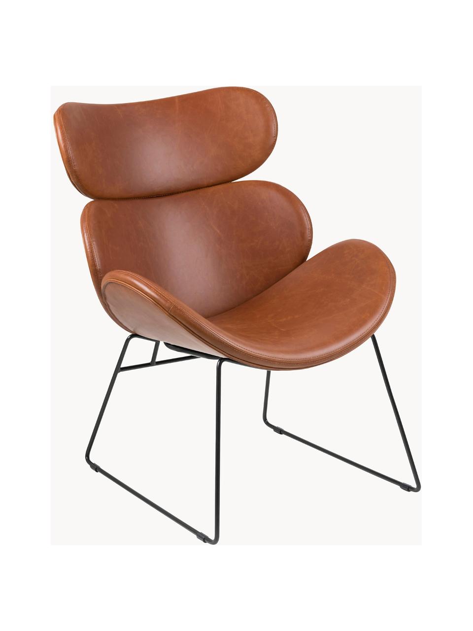 Loungefauteuil Cazar uit kunstleer, Bekleding: kunstleer (polyurethaan), Frame: gepoedercoat metaal, Kunstleer lichtbruin, B 69 x D 79 cm