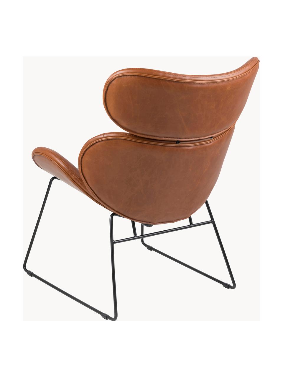 Fauteuil lounge en cuir synthétique Cazar, Cuir synthétique brun clair, larg. 69 x prof. 79 cm