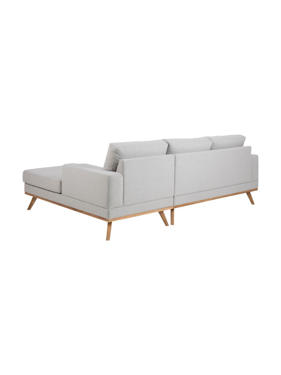 Divano angolare in tessuto grigio chiaro Norwich, Rivestimento: poliestere, Piedini: legno di faggio, vernicia, Tessuto grigio chiaro, Larg. 233 x Prof. 148 cm