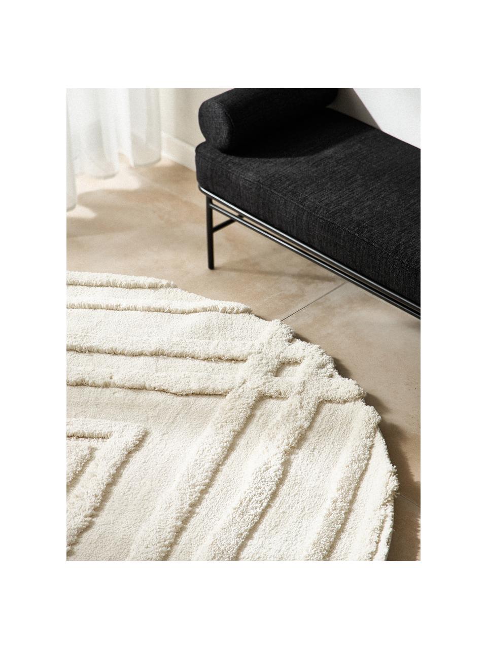 Kulatý načechraný koberec s vysokým vlasem Magda, Krémově bílá, Ø 120 cm (velikost S)