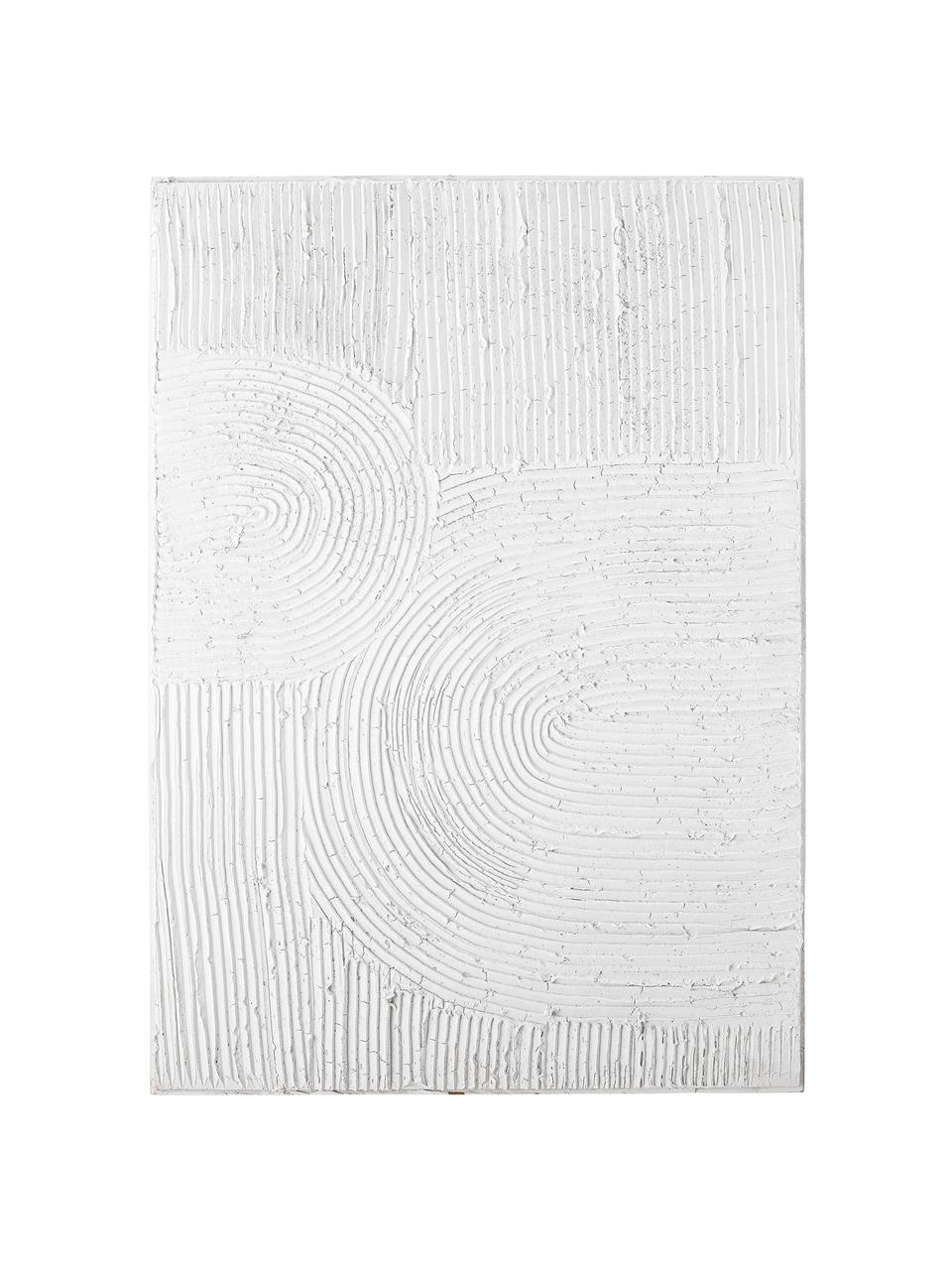 Dekoracja ścienna ze strukturalną powierzchnią Tabine, Biały, S 50 x W 70 cm