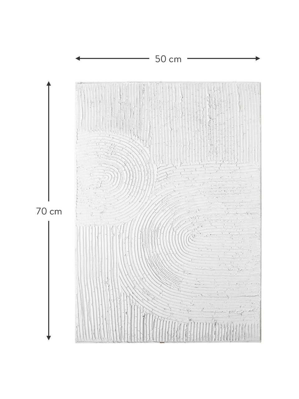 Dekoracja ścienna ze strukturalną powierzchnią Tabine, Biały, S 50 x W 70 cm