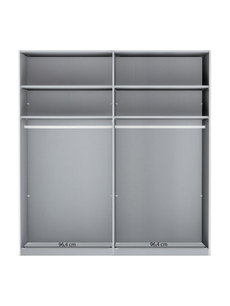 Schwebetürenschrank Monaco, 2-türig, Korpus: Holzwerkstoff, foliert, Leisten: Metall, beschichtet, Holz, B 197 x H 217 cm