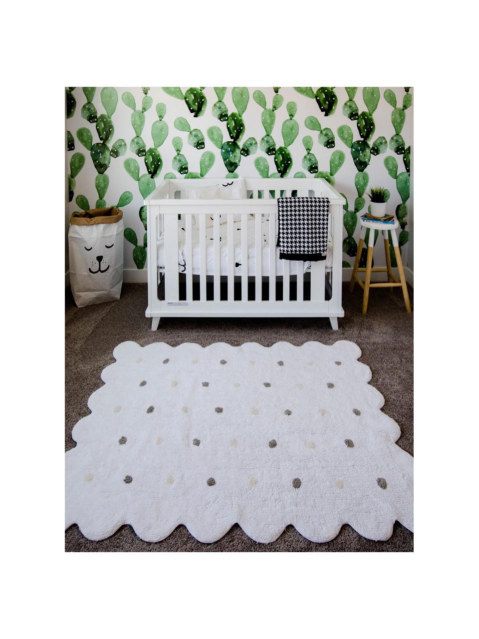 Ručne tkaný detský koberec Biscuit, Biela, svetlosivá, svetlobéžová, Š 120 x D 160 cm (veľkosť S)