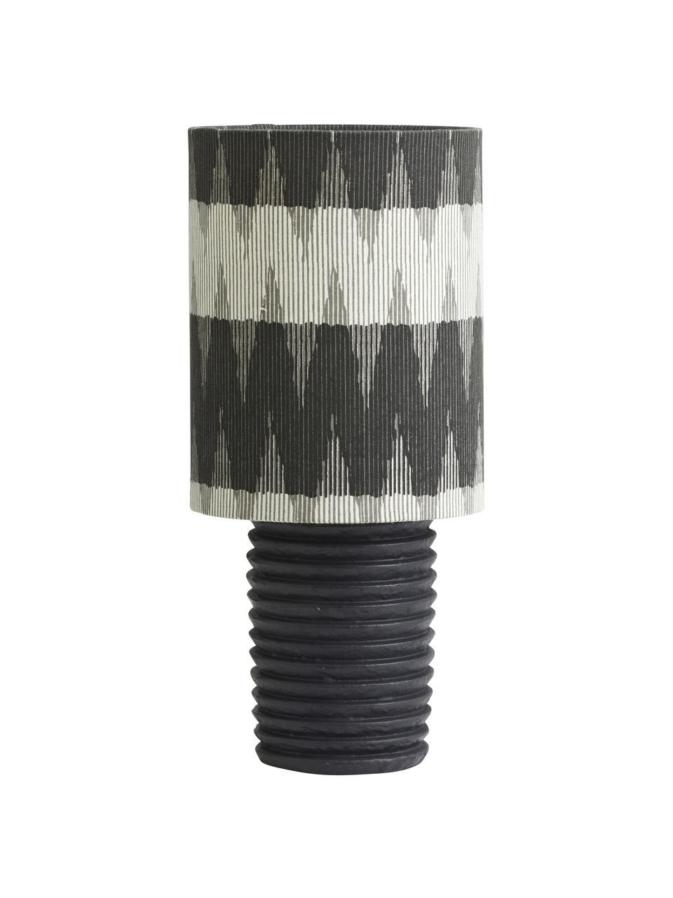 Kleine tafellamp Aine, Lampenkap: stof, Lampvoet: gecoat metaal, Zwart, wit, Ø 16 x H 35 cm