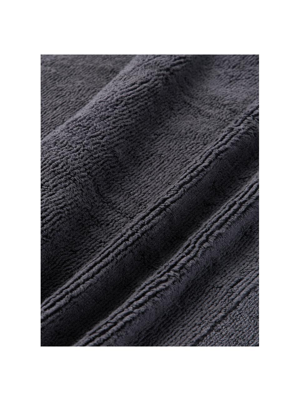 Lot de serviettes de bain avec bordure décorative Luxe, set de tailles variées, Anthracite, 3 éléments (1 serviette invité, 1 serviette de toilette et 1 drap de bain)