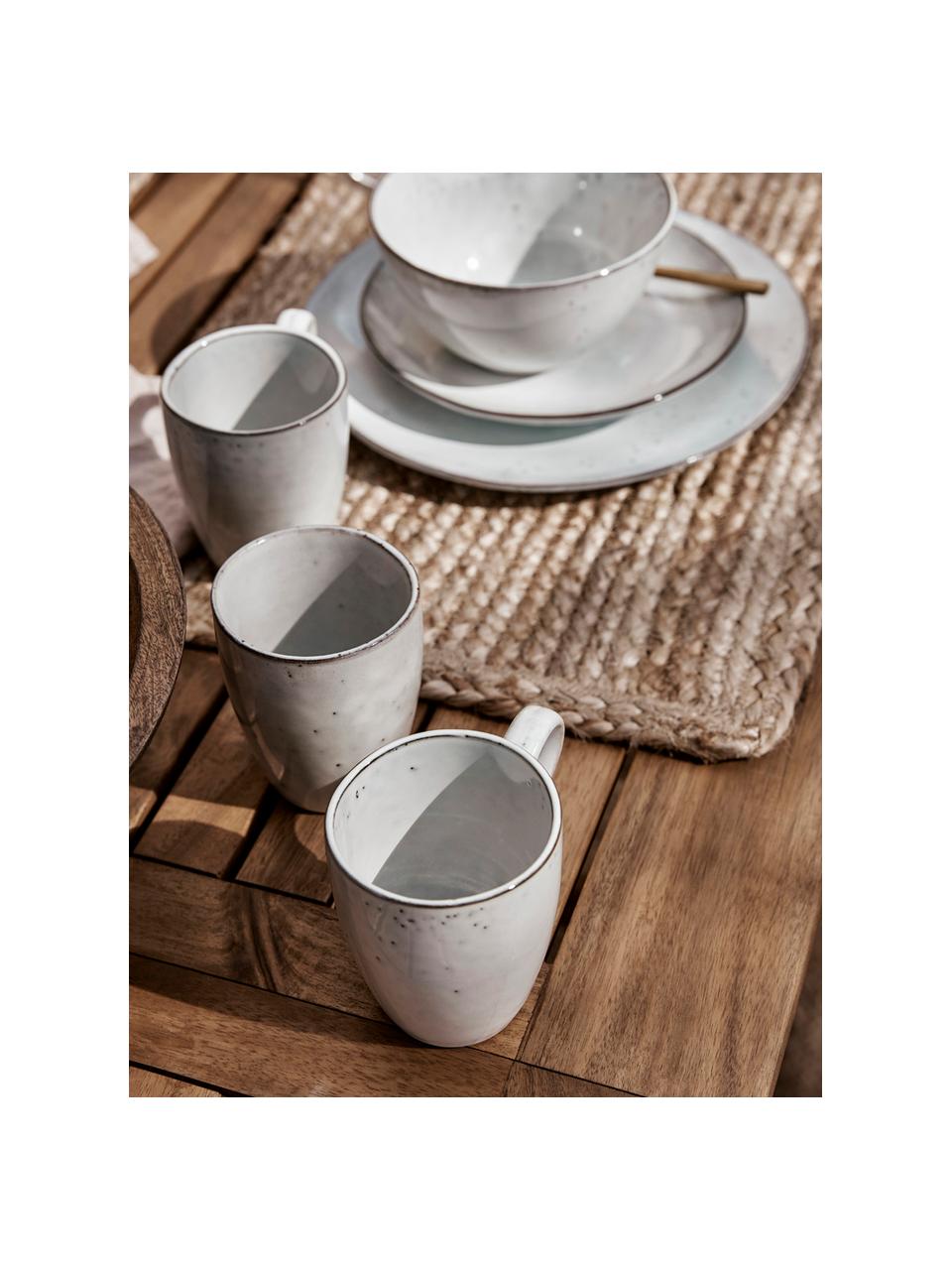 Tasses à thé artisanales Nordic Sand, 250 ml, 6 pièces, Grès cérame, Gris clair, chiné, Ø 8 x haut. 10 cm, 250 ml