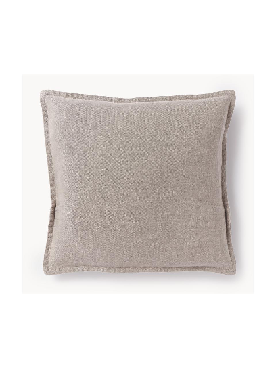 Housse de coussin pur lin beige Lanya, 100 % pur lin, Beige, larg. 40 x long. 40 cm