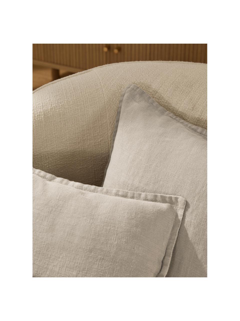 Housse de coussin pur lin beige Lanya, 100 % pur lin, Beige, larg. 40 x long. 40 cm