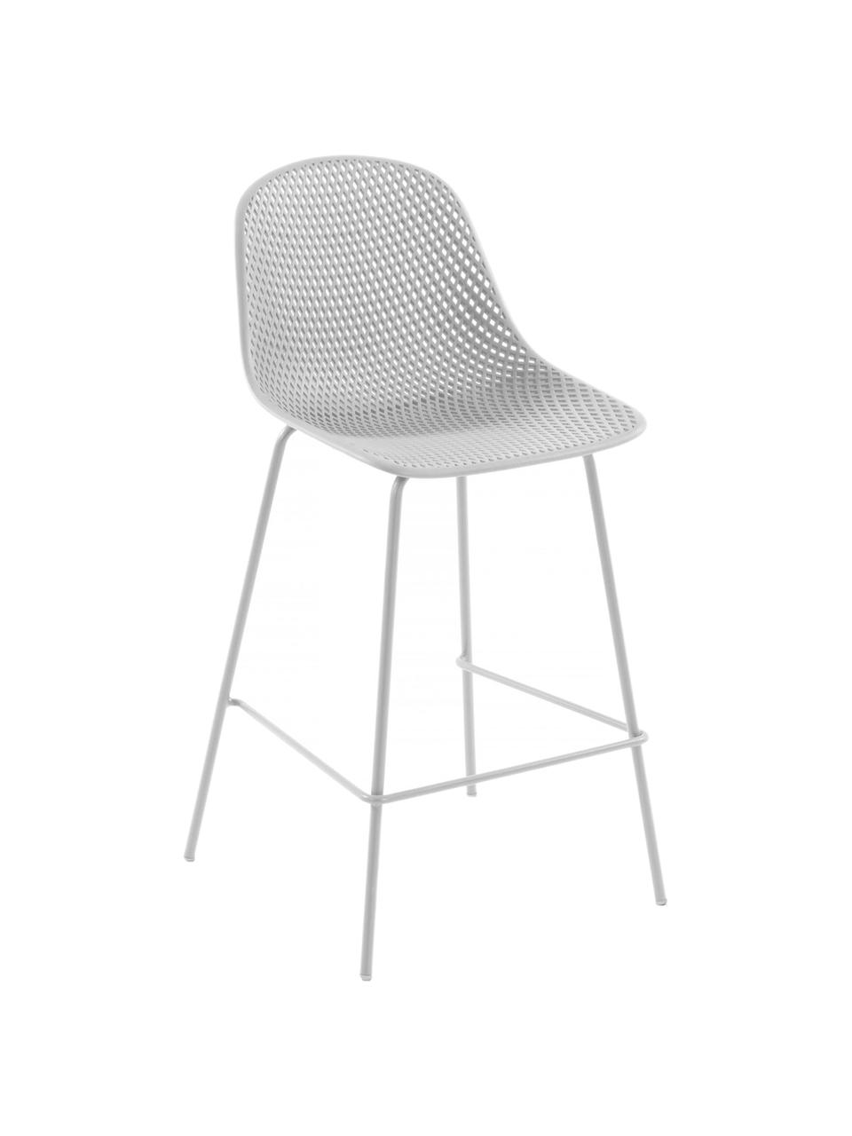 Chaise de bar en métal blanc Quinby, Blanc, larg. 48 x haut. 107 cm