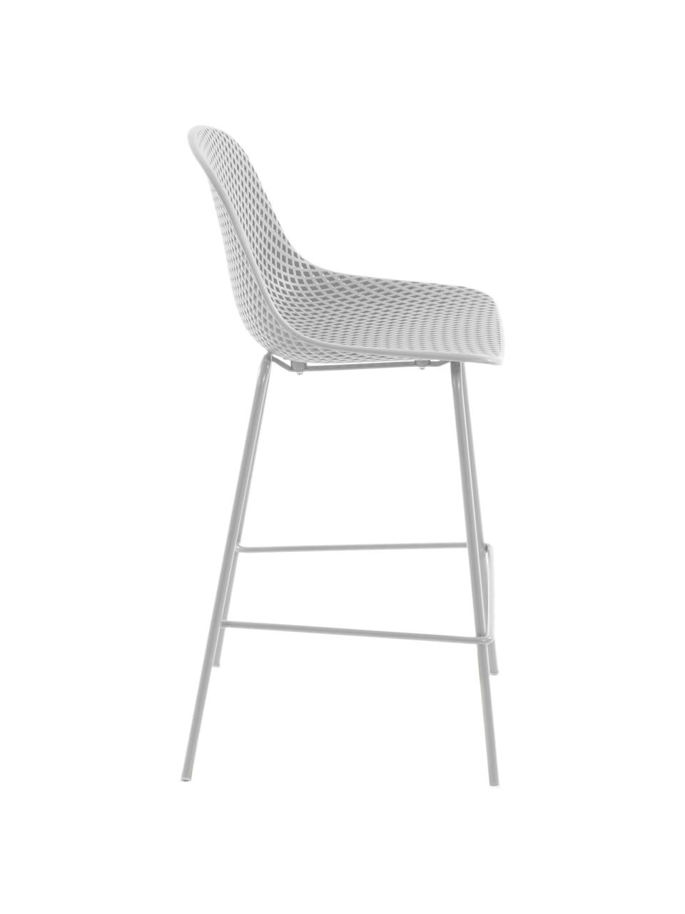 Chaise de bar en métal blanc Quinby, Blanc, larg. 48 x haut. 107 cm