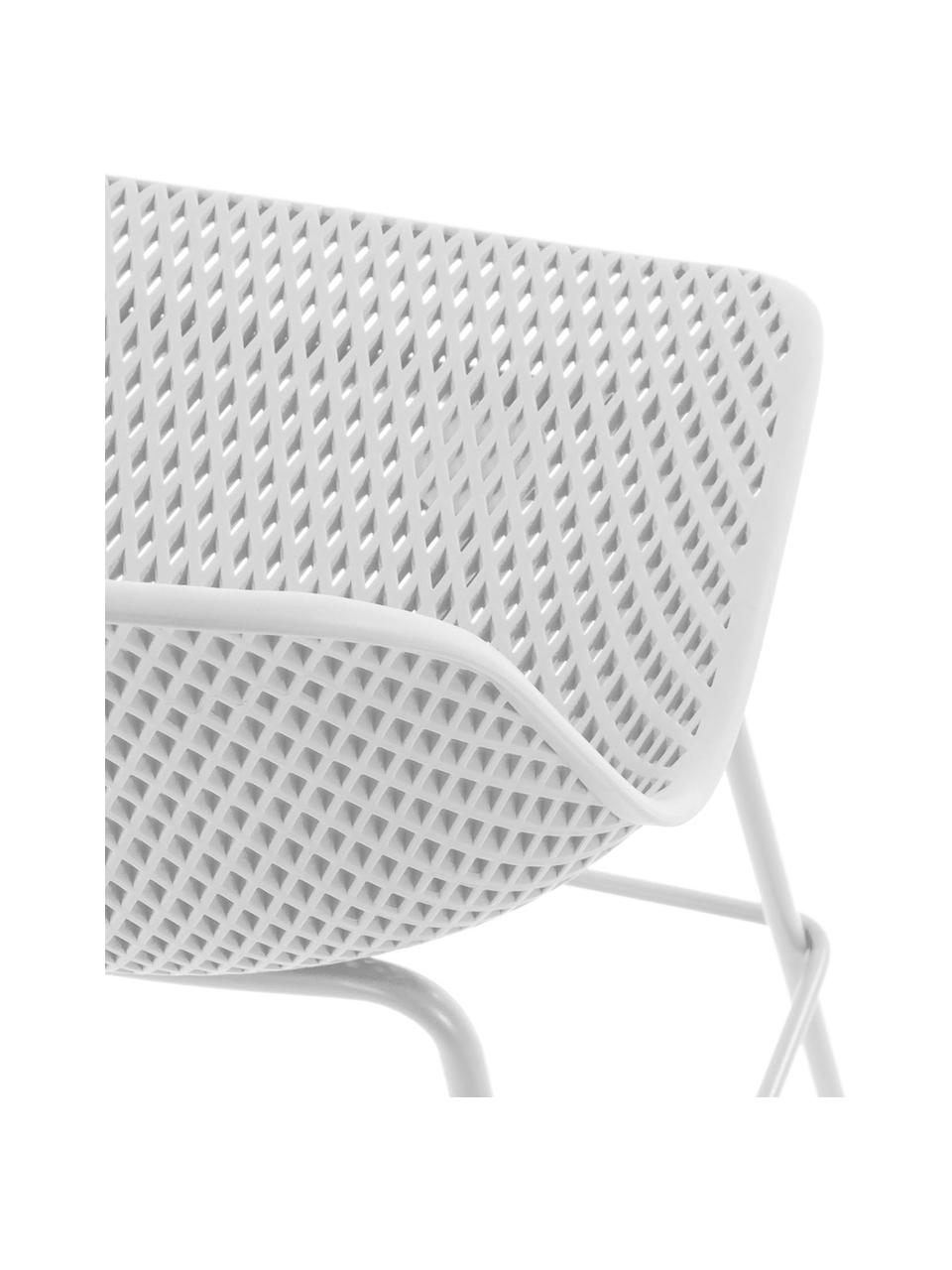 Metall-Barstuhl Quinby in Weiß, Gestell: Metall, lackiert, Sitzfläche: Kunststoff, lackiert, Weiß, B 48 x H 107 cm