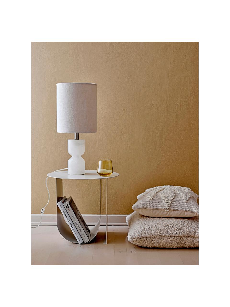 Lámpara de mesa grande Indee, Pantalla: terciopelo de algodón, Cable: plástico, Blanco, Ø 24 x Al 55 cm