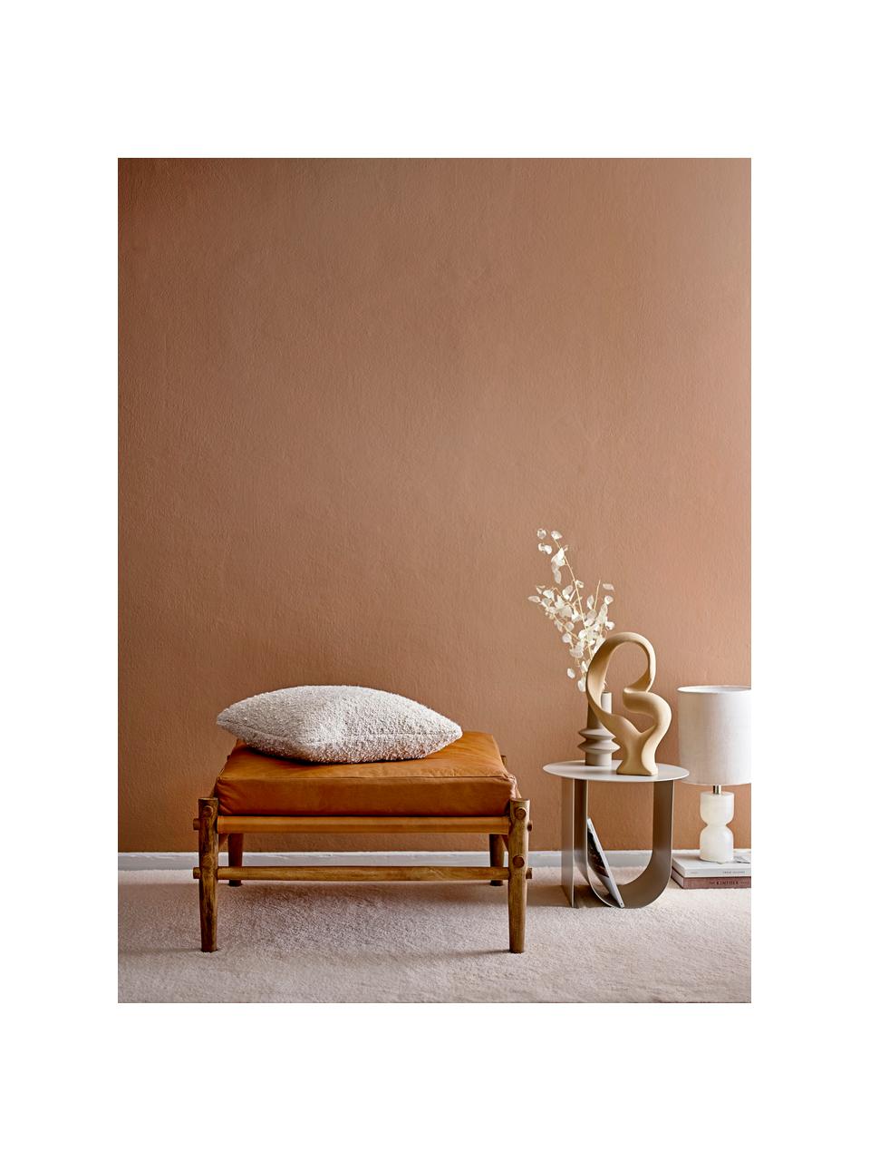 Große Tischleuchte Indee aus Alabaster, Lampenschirm: Baumwollsamt, Lampenfuß: Alabaster, Weiß, Ø 24 x H 55 cm