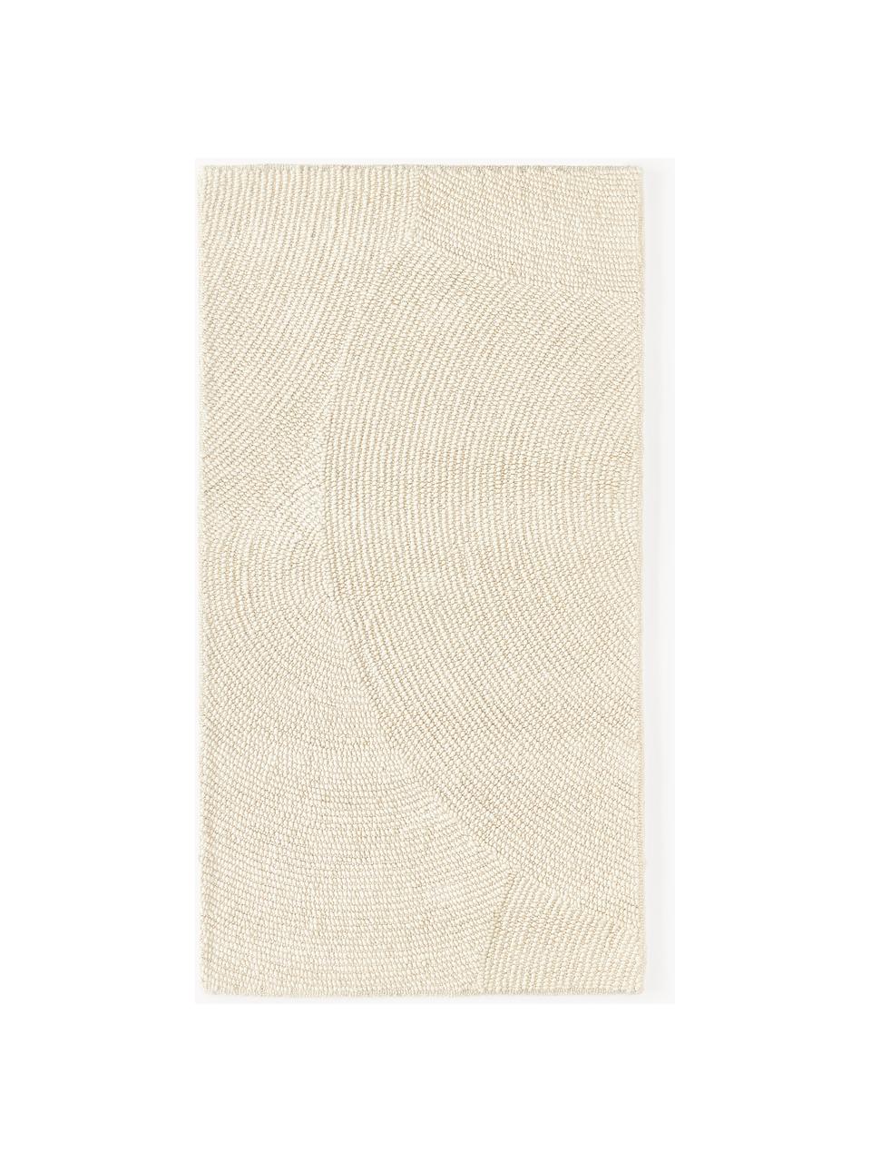 Alfombra artesanal de lana Eleni, 100% lana con certificado RWS
 
Las fibras pueden desprenderse de las alfombras de lana en las primeras semanas de uso, pero esto se reduce con el uso diario y se reduce la formación de pelusas., Blanco Off White, An 80 x L 150 cm (Tamaño XS)