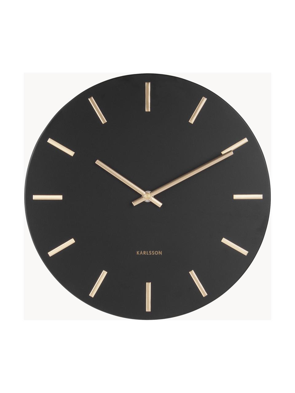 Horloge murale Charm, Acier, laqué, Noir, Ø 30 cm