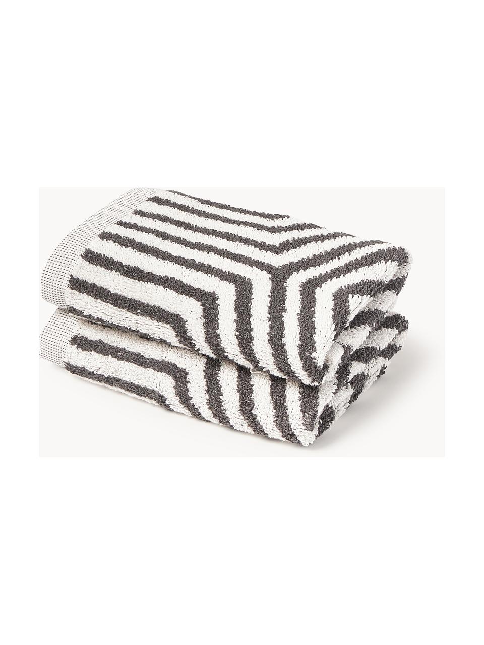 Ręcznik z bawełny Fatu, różne rozmiary, Biały, antracytowy, Ręcznik do rąk, S 50 x D 100 cm, 2 szt.