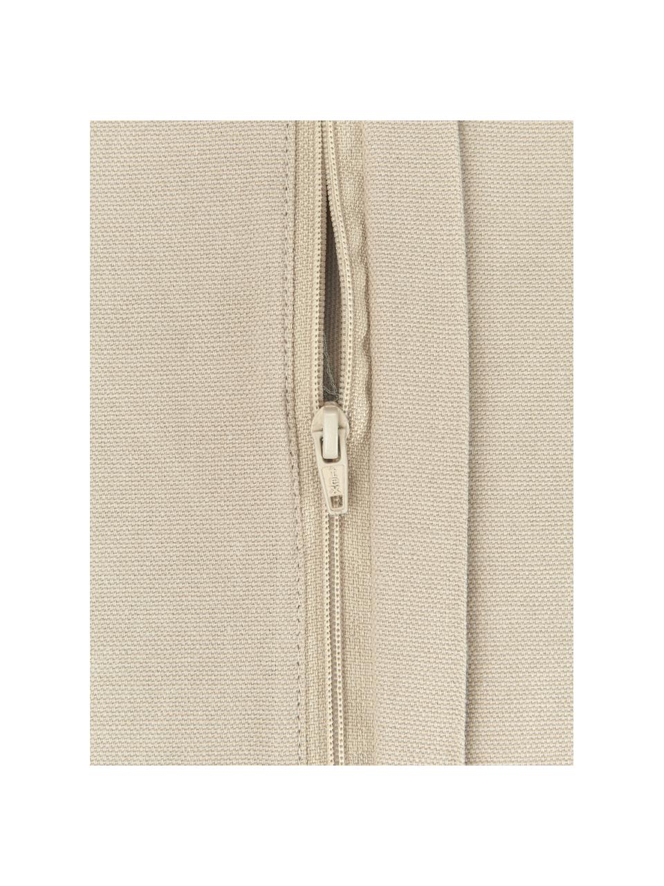 Copricuscino ricamato color taupe Snowflake, 100% cotone, Beige, bianco crema, Larg. 45 x Lung. 45 cm