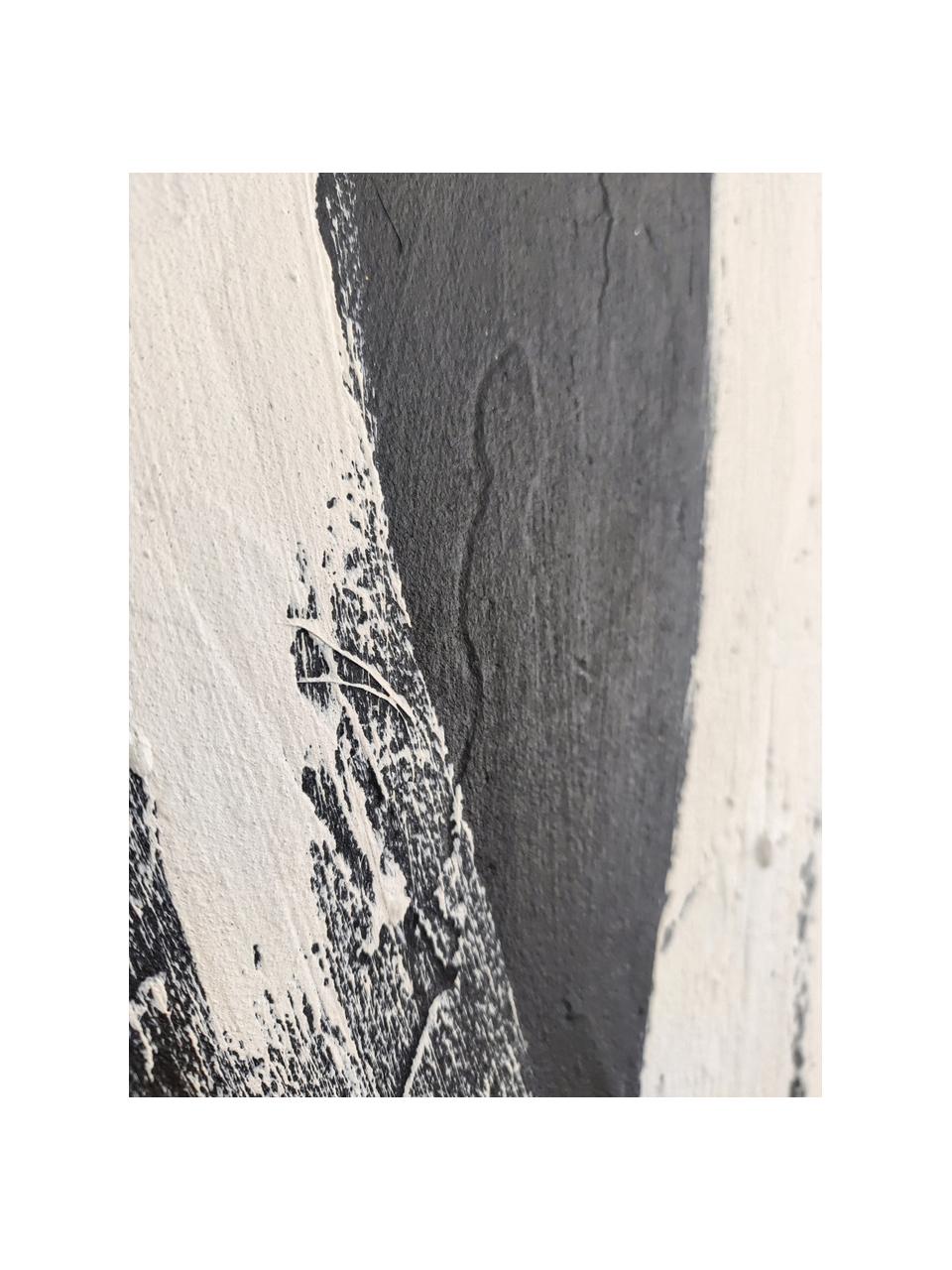 Ručne maľované plátno Spinning Around, Lomená biela, čierna, Š 98 x V 98 cm