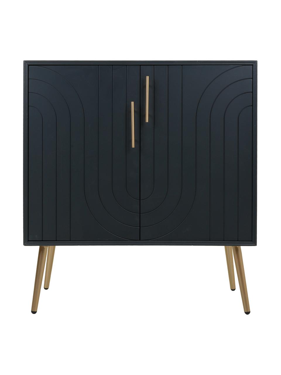 Cómoda Adrian, Estructura: madera, Patas: metal, Madera pintada negro, An 75 x Al 85 cm