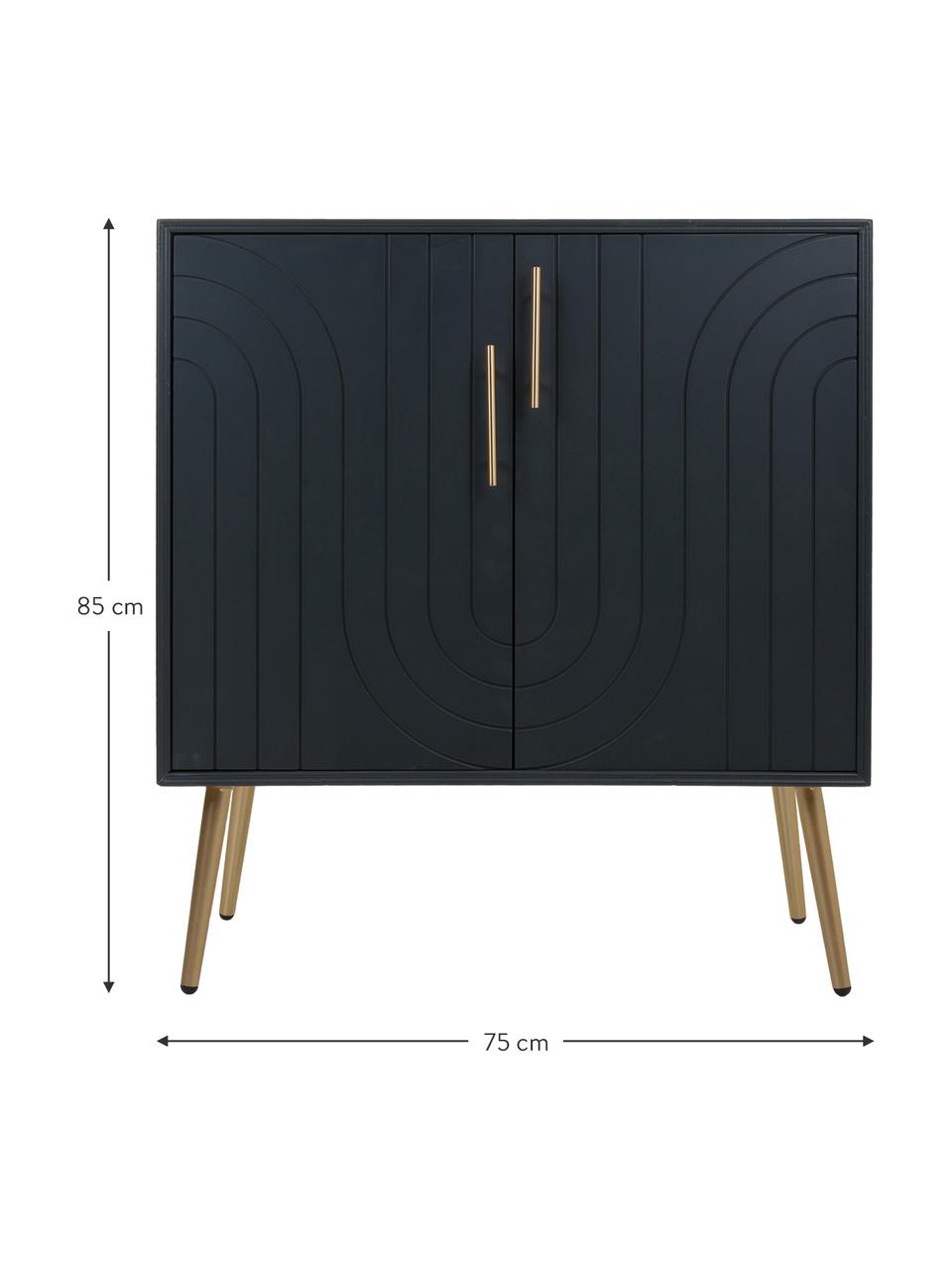 Cómoda Adrian, Estructura: madera, Patas: metal, Madera pintada negro, An 75 x Al 85 cm