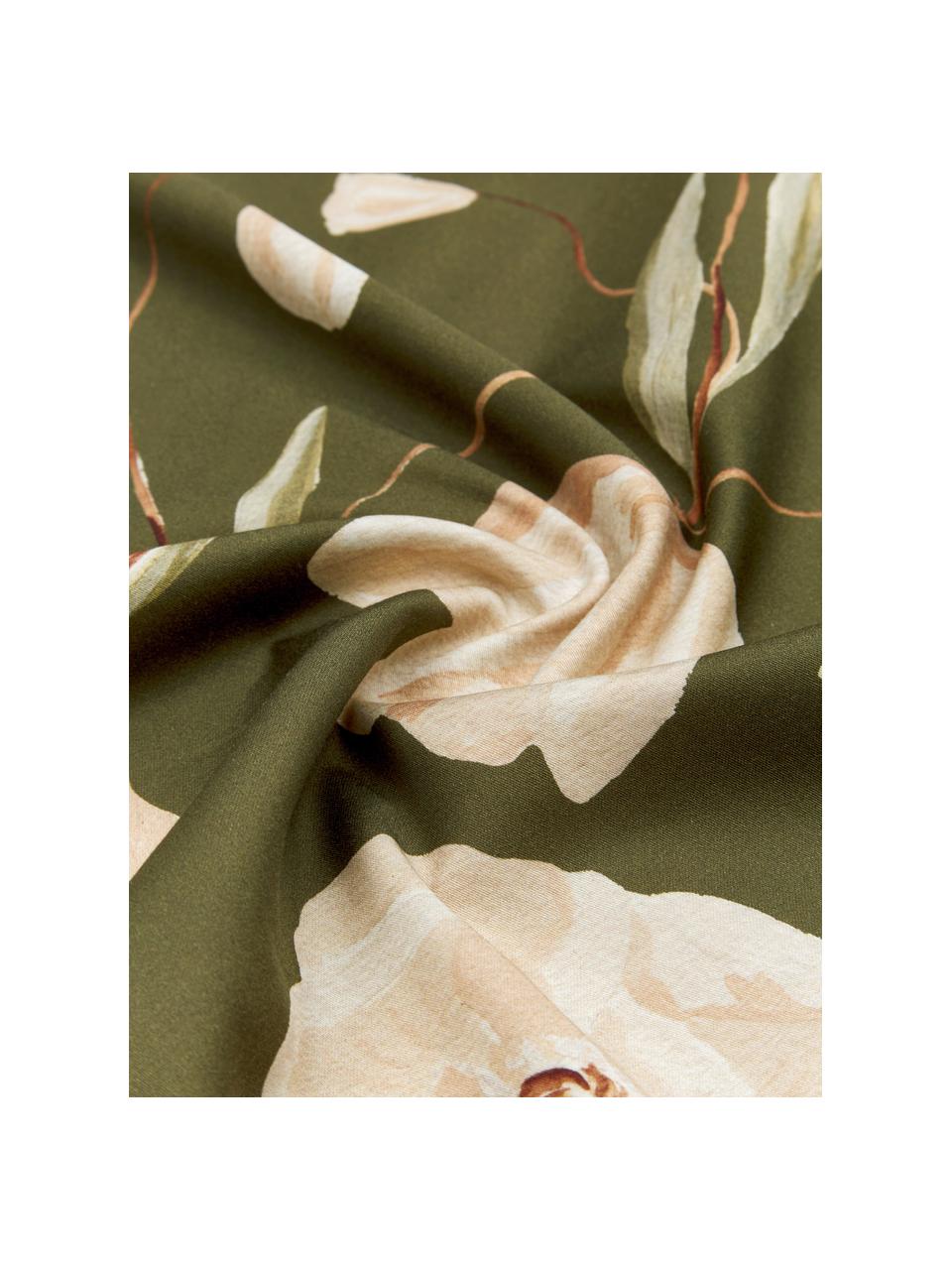 Taies d'oreiller en satin de coton bio Aimee par Candice Gray, 2 pièces, Vert, beige, larg. 65 x long. 65 cm