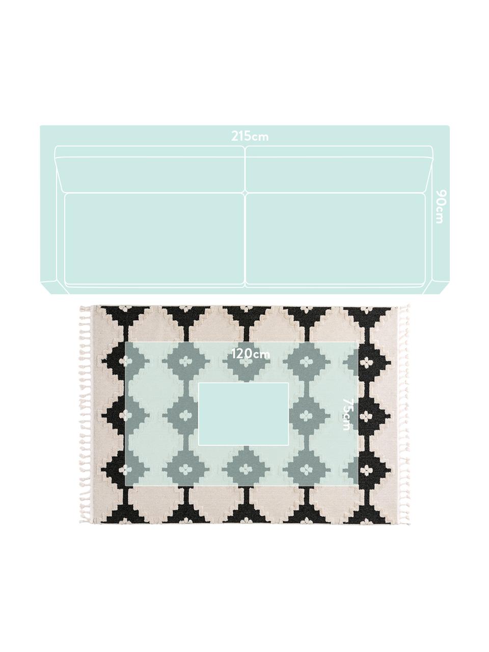Vloerkleed Oyo Square, Bovenzijde: polyester, Onderzijde: katoen, Crèmekleurig, antraciet, B 200 x L 290 cm (maat L)
