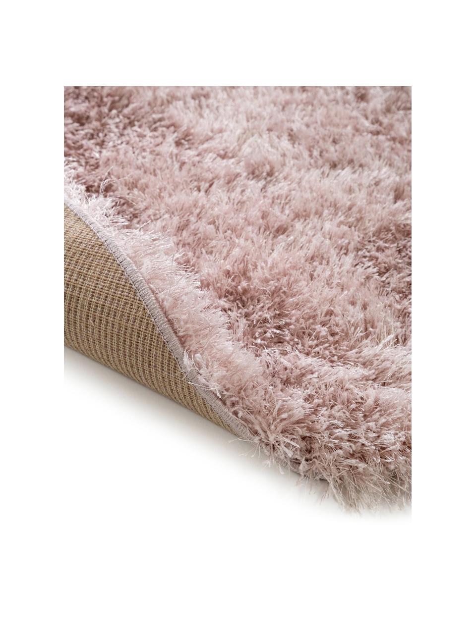 Okrągły dywan z wysokim stosem i połyskiem Lea, 50% poliester, 50% polipropylen, Blady różowy, Ø 200 cm (Rozmiar L)