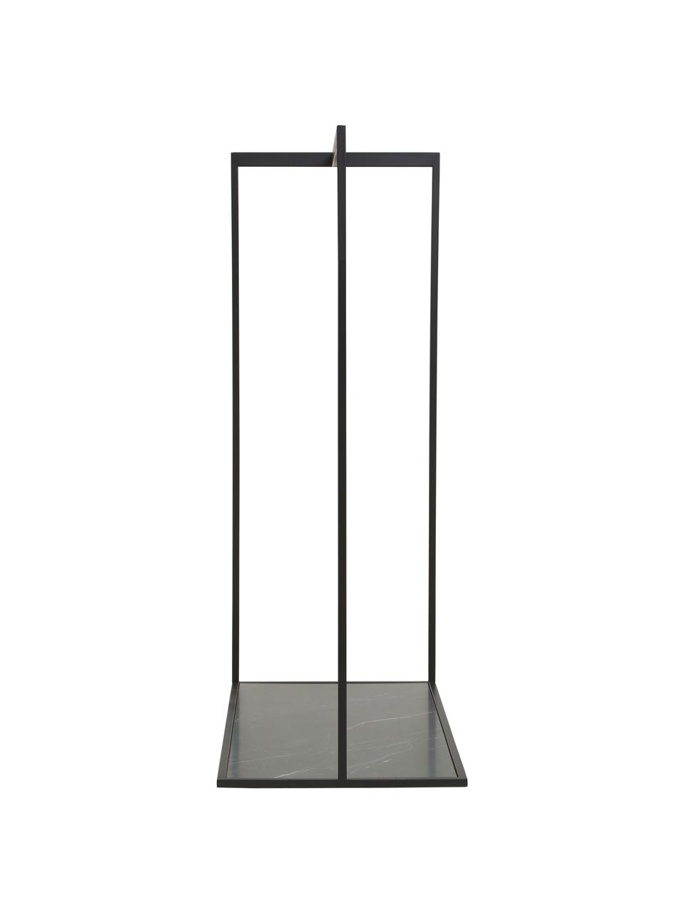 Kledingstang Pacey in zwart in marmerlook, Frame: gepoedercoat metaal, Plank: MDF, melamine bekleed, Zwart, B 120 x H 152 cm