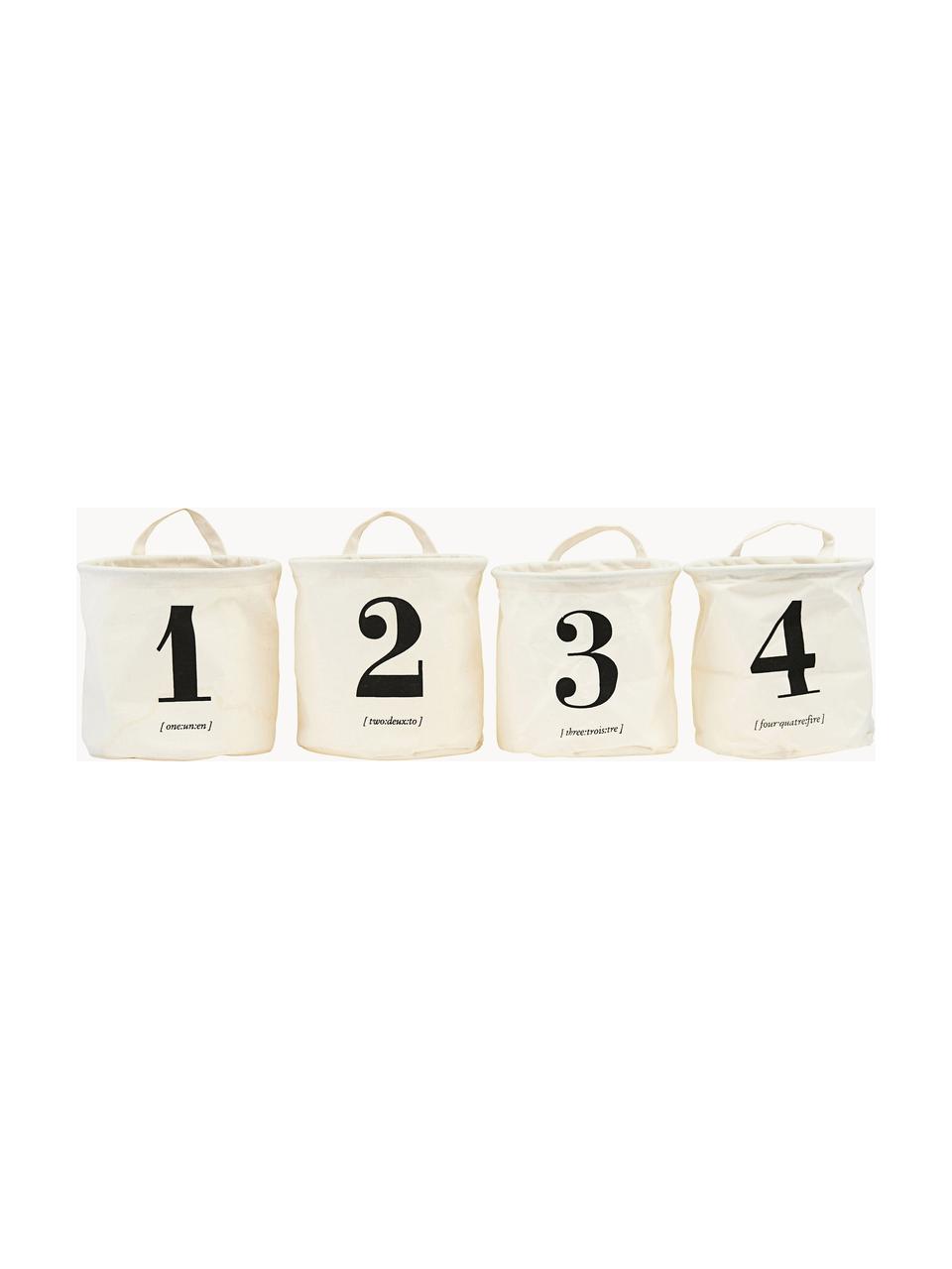 Set de cestas 1-2-3-4, 4 uds., Algodón, poliéster, seda sintética, Blanco crudo, negro, Ø 20 x Al 20 cm