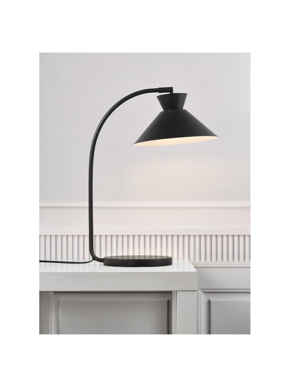 Grote bureaulamp Dial, Lampenkap: gecoat metaal, Zwart, Ø 25 x H 51 cm