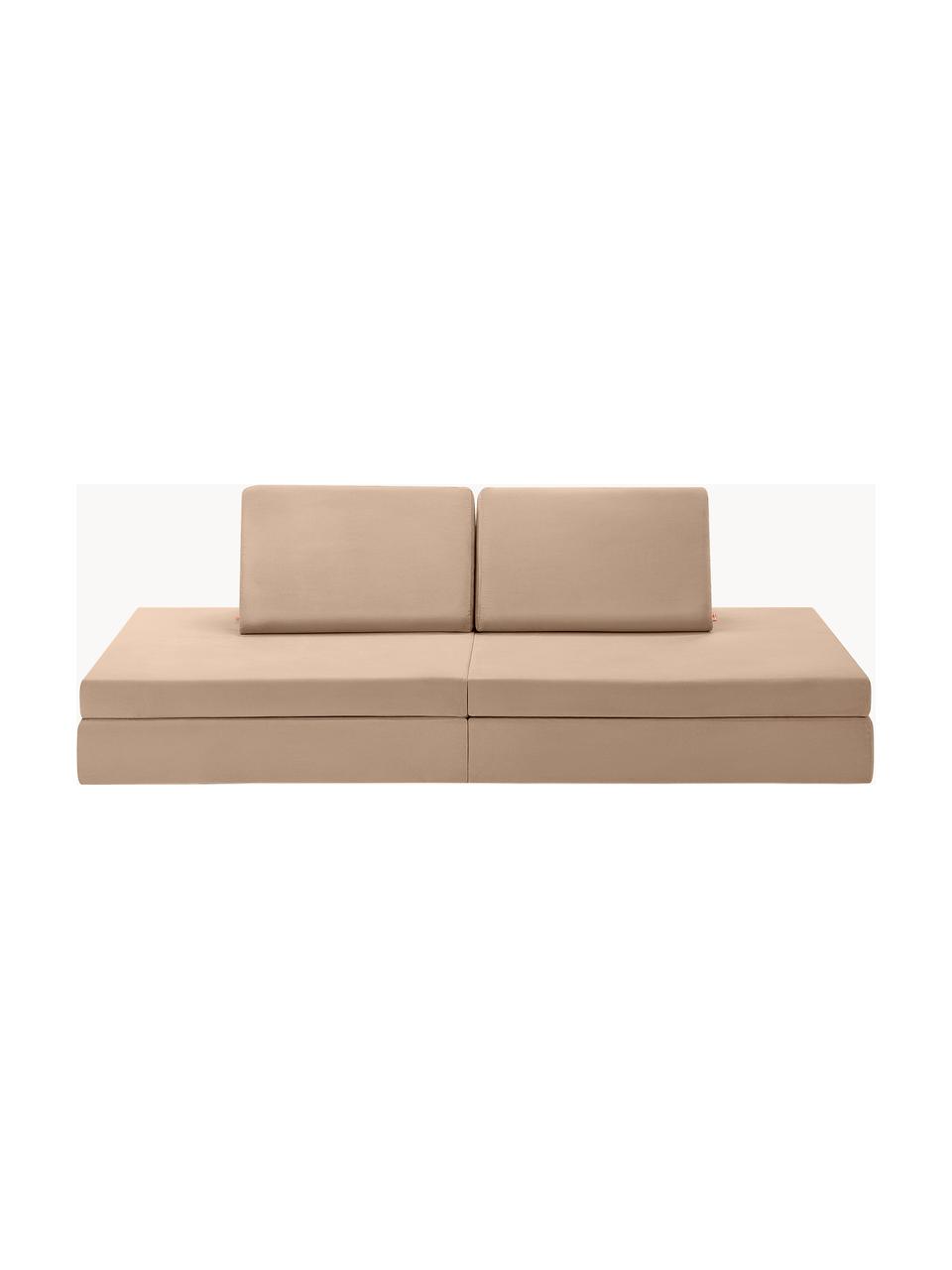 Ręcznie wykonana dziecięca sofa modułowa z aksamitu Mila, Tapicerka: aksamit (100% poliester), Beżowy aksamit, S 168 x G 84 cm