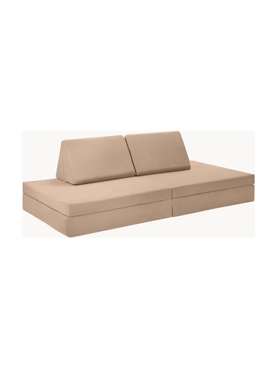 Divano letto componibile per bambini in velluto fatto a mano Mila, Rivestimento: velluto (100% poliestere), Velluto beige, Larg. 168 x Prof. 84 cm