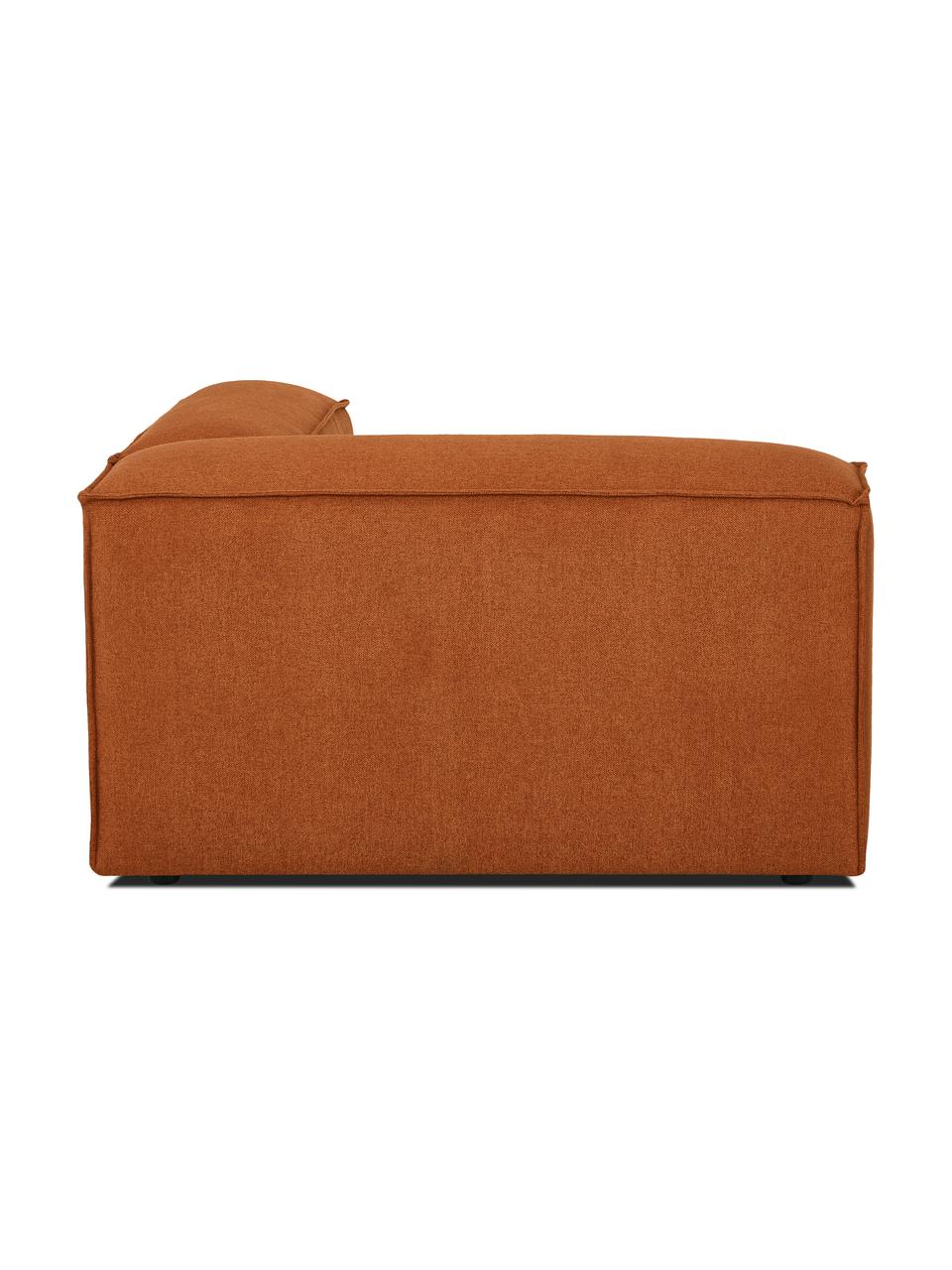 Modulo angolare Lennon, Rivestimento: 100% poliestere Con 115.0, Struttura: legno di pino massiccio, , Piedini: plastica, Tessuto color terracotta, Larg. 119 x Prof. 119 cm, angolo a sinistra