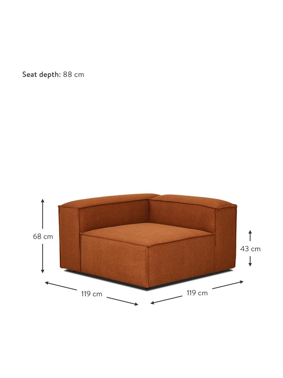 Módulo de esquina sofá Lennon, Tapizado: 100% poliéster Alta resis, Estructura: madera de pino maciza, ma, Patas: plástico, Tejido terracota, An 119 x F 119 cm, chaise longue izquierda