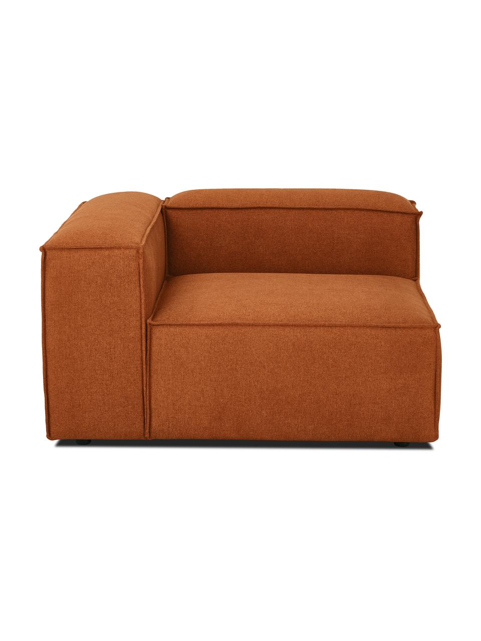 Hoekmodule Lennon, Bekleding: 100% polyester De slijtva, Frame: massief grenenhout, FSC-g, Poten: kunststof, Geweven stof terracotta, B 119 x D 119 cm, hoekdeel links