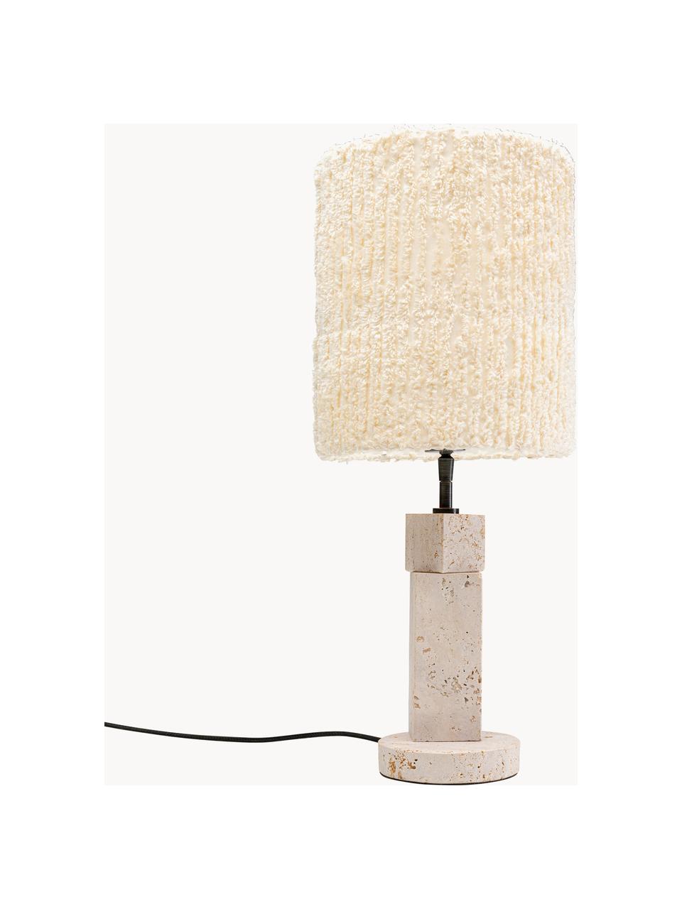 Grand lampe à poser Lipsi, Blanc crème, travertin beige clair, Ø 24 x haut. 58 cm