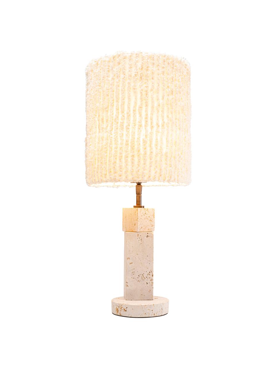 Grand lampe à poser Lipsi, Blanc crème, travertin beige clair, Ø 24 x haut. 58 cm