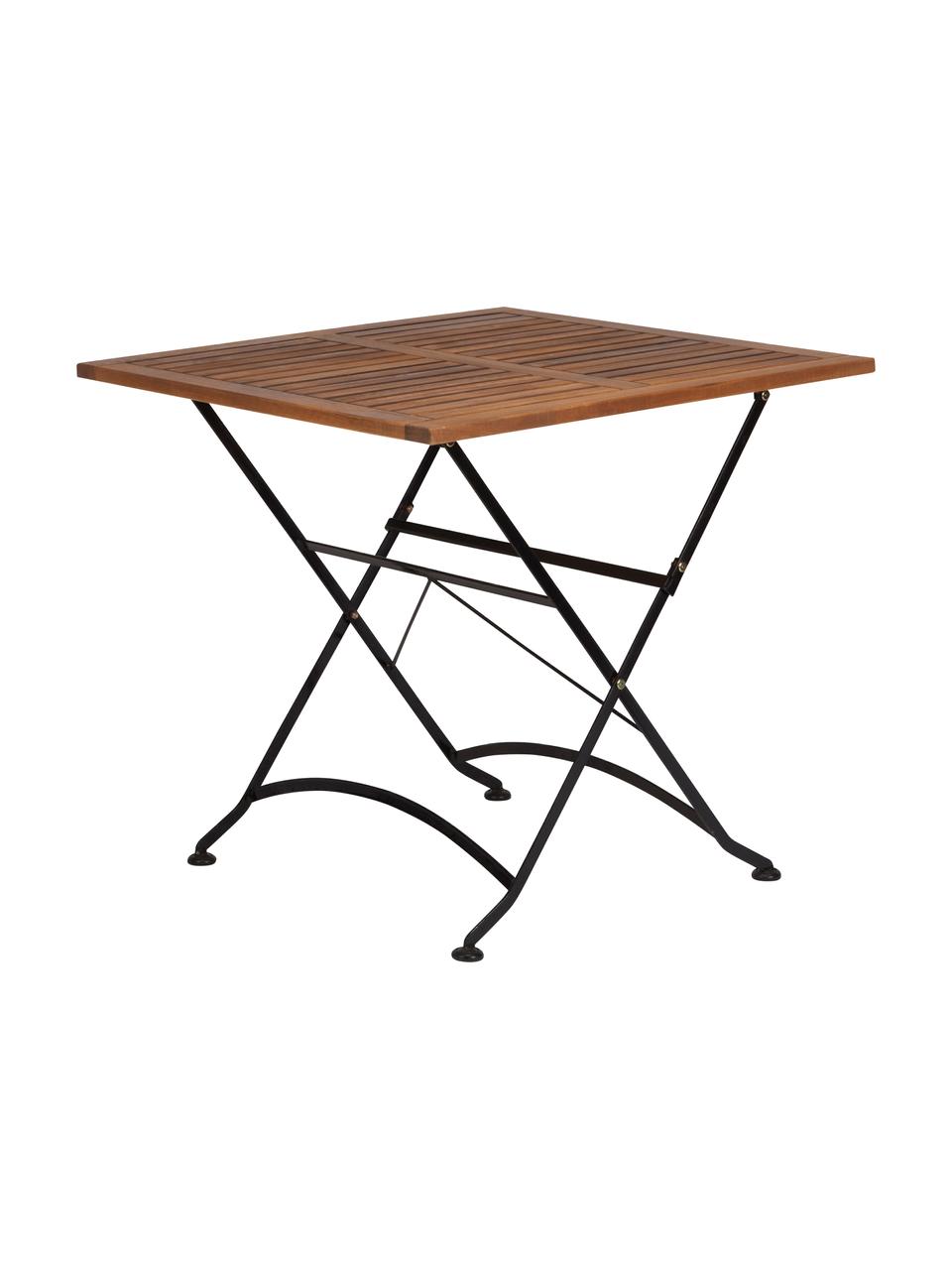 Table pliante plateau en bois Parklife, Noir, bois d'acacia