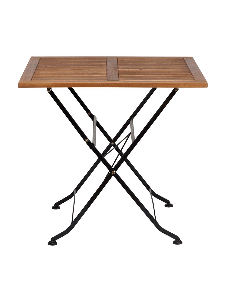 Table pliante plateau en bois Parklife, Noir, bois d'acacia